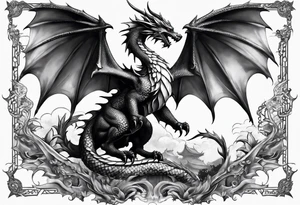 fairy wearing dragon armor and a dragon  flying tattoo idea