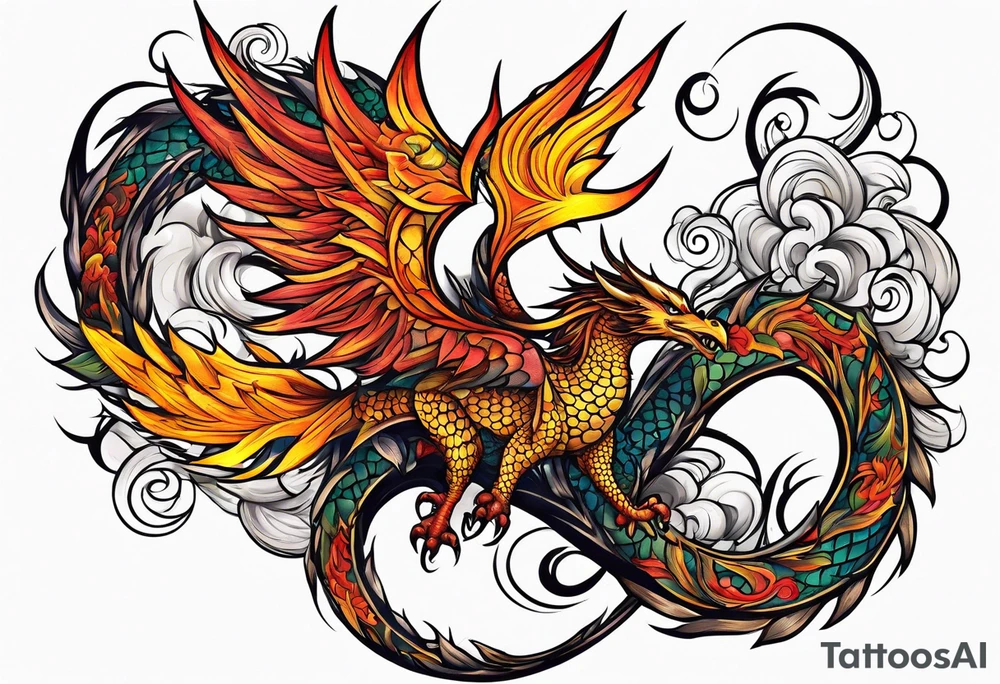 dragon and phoenix tattoo tattoo idea