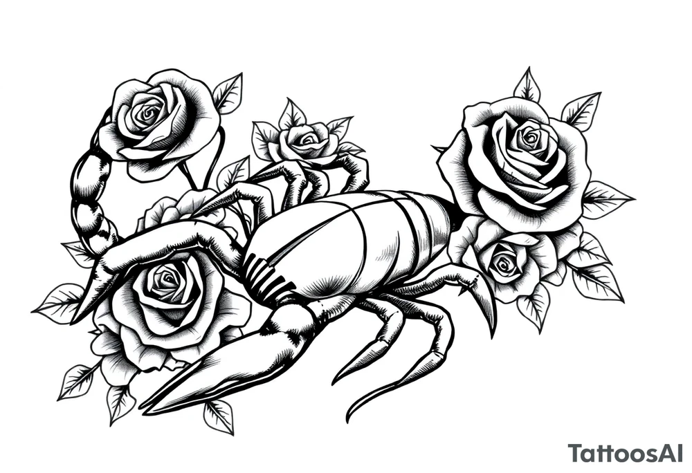 Scorpion with roses tattoo idea