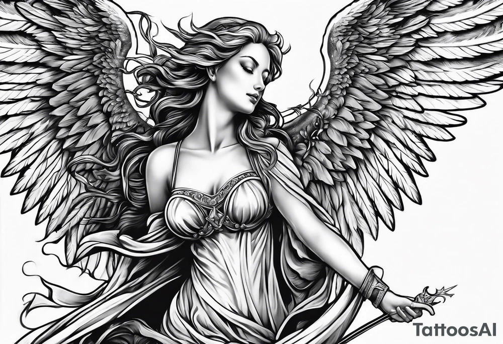 Sexy angel rising in the sky tattoo idea