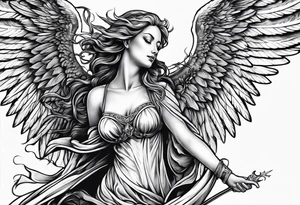 Sexy angel rising in the sky tattoo idea