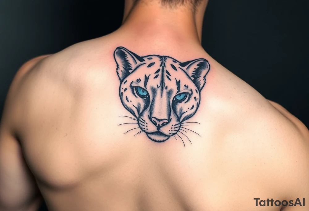 puma with blue eyes tattoo idea