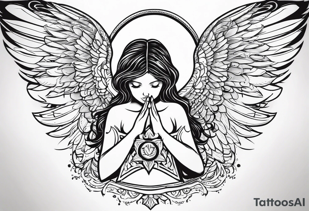 Angel with prayer hands tattoo idea