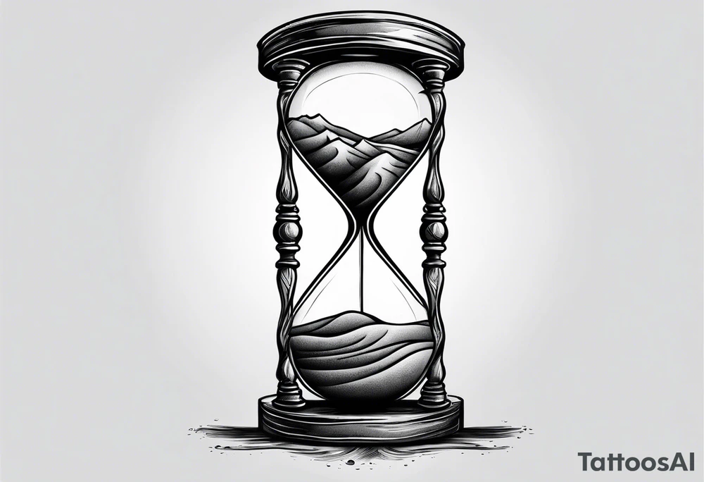 Hour glass with sand and skeleton hand tattoo idea