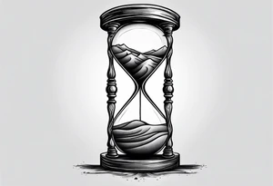 Hour glass with sand and skeleton hand tattoo idea