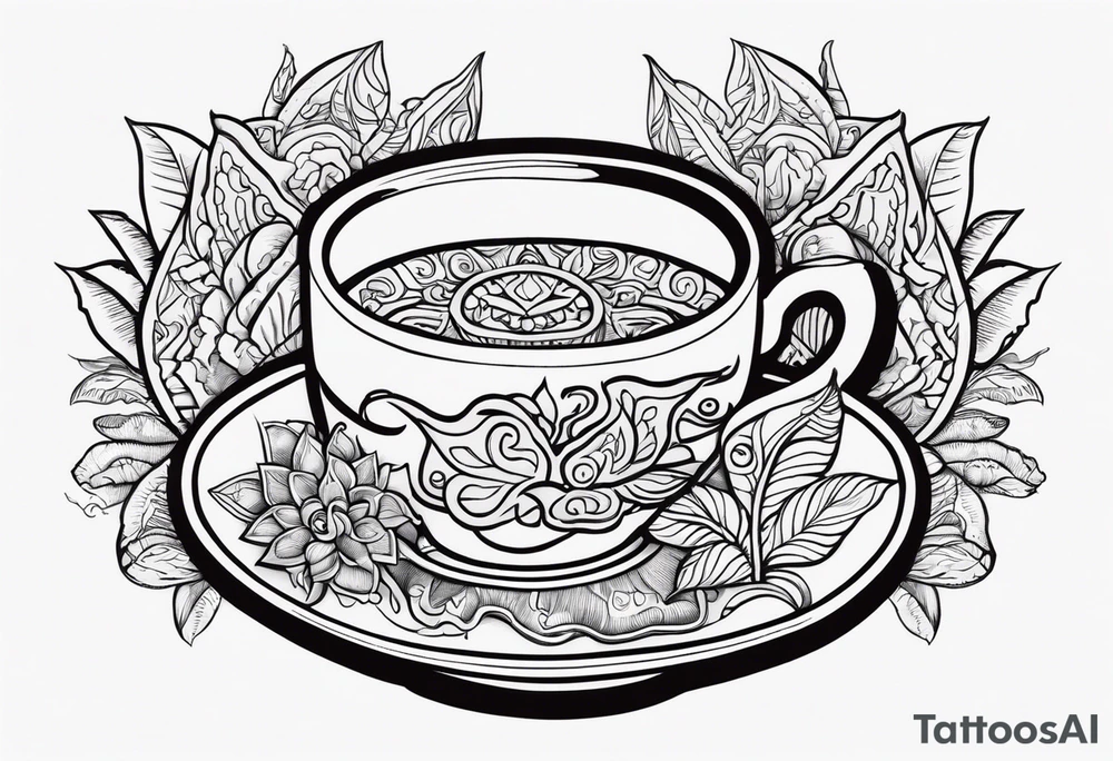 Ayahuasca mushrooms like a cup of tea tattoo idea