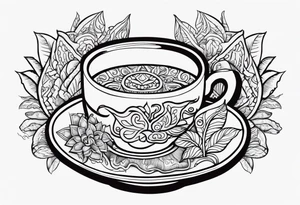 Ayahuasca mushrooms like a cup of tea tattoo idea