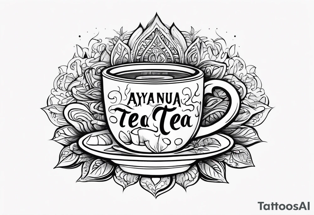 Ayahuasca mushrooms like a cup of tea tattoo idea