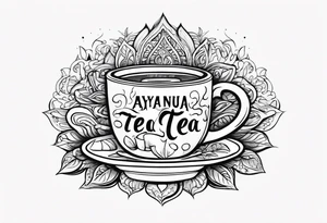 Ayahuasca mushrooms like a cup of tea tattoo idea