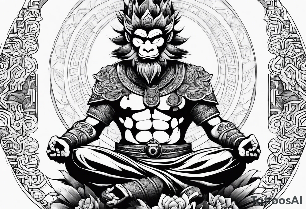 sun wukong meditating tattoo idea