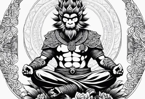 sun wukong meditating tattoo idea