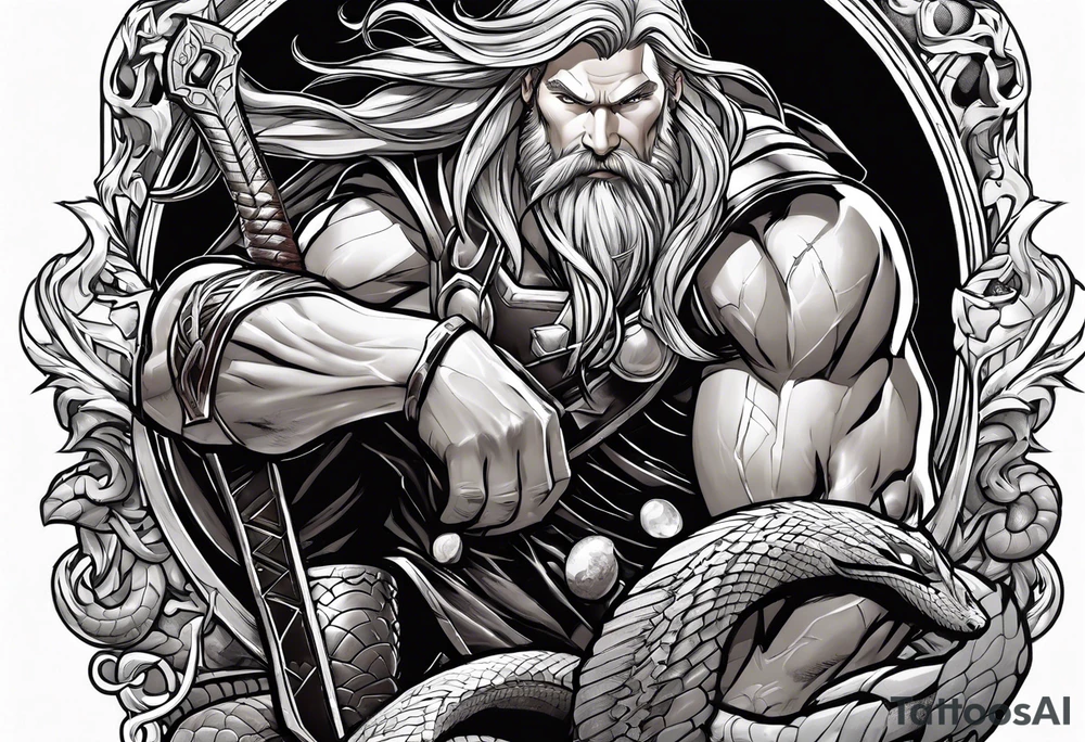 Thor getting eaten by the world serpent tattoo idea