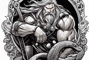 Thor getting eaten by the world serpent tattoo idea