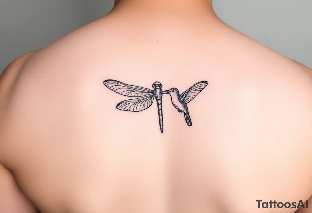 Dragonfly flying around along
 with a hummingbird tattoo idea