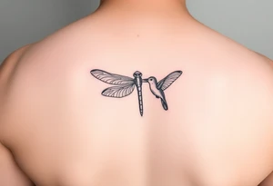 Dragonfly flying around along
 with a hummingbird tattoo idea