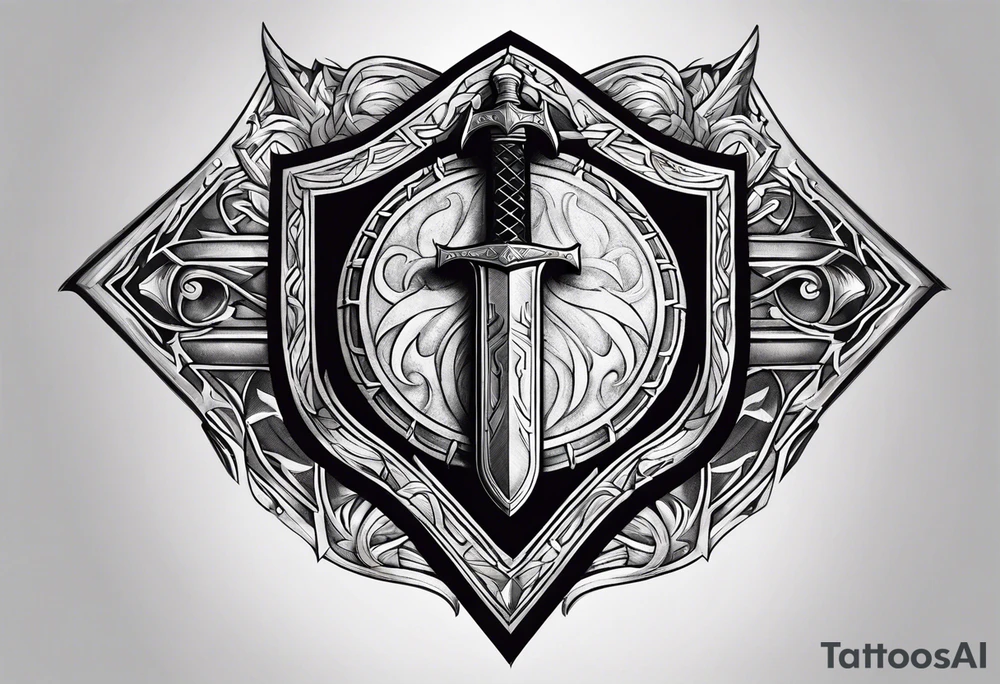 Valhalla shield fire sword tattoo idea