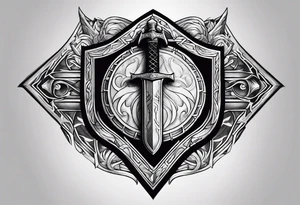 Valhalla shield fire sword tattoo idea