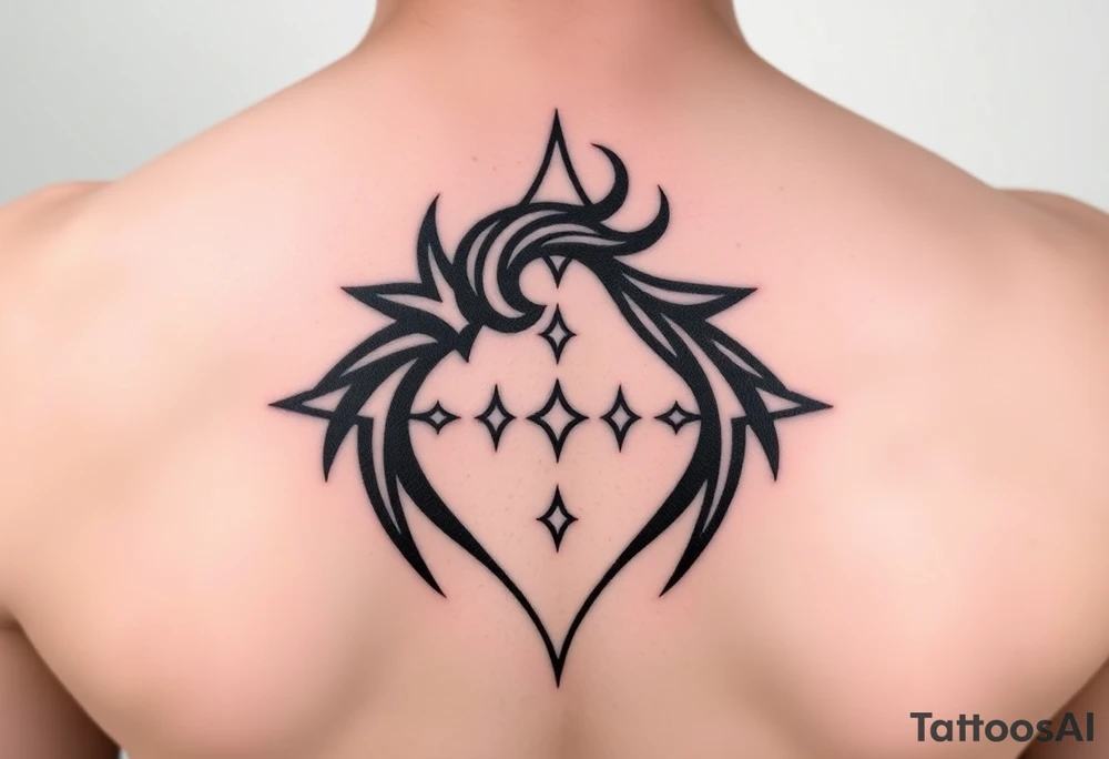 A sharp edged rip curl wave with small diamond stars inside of an elongated diamond tattoo idea