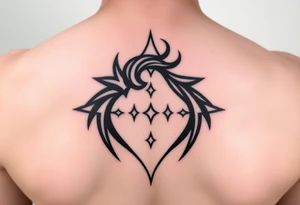 A sharp edged rip curl wave with small diamond stars inside of an elongated diamond tattoo idea