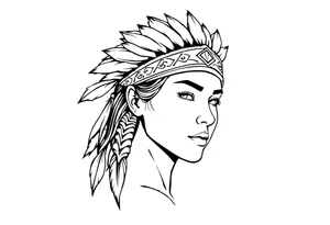 Female Native American wearing headband tattoo idea