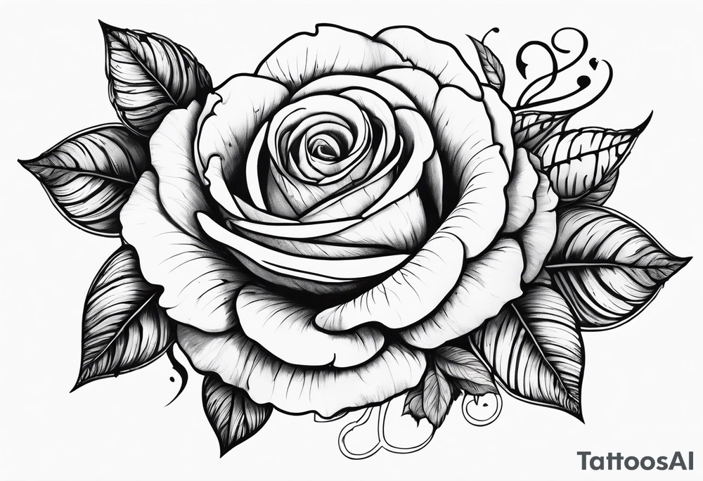 The name Alaina in cursive with roses around it tattoo idea