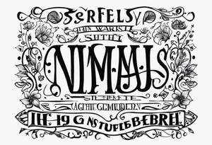 niemals aufgeben in just words across a back simple tattoo idea