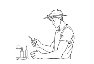 Young guy is exploring witch supplies, tools, equipment tattoo idea