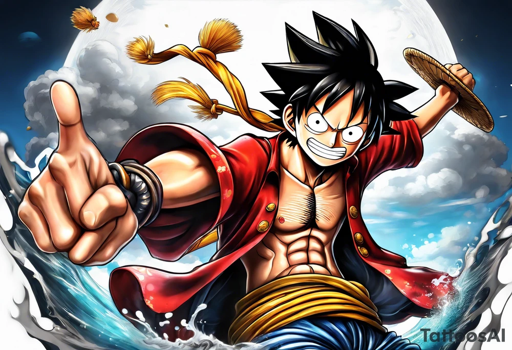 Luffy with gear 5 tattoo idea