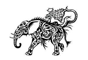 Wolf riding an elephant tattoo idea