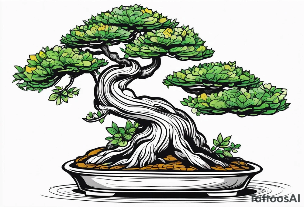 bonsai tree with one side that has more foliage than the other. Mean to fit under an arm on a rib cage. tattoo idea