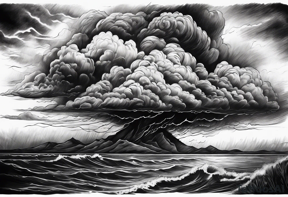 Heavy dark storm clouds tattoo idea