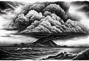Heavy dark storm clouds tattoo idea