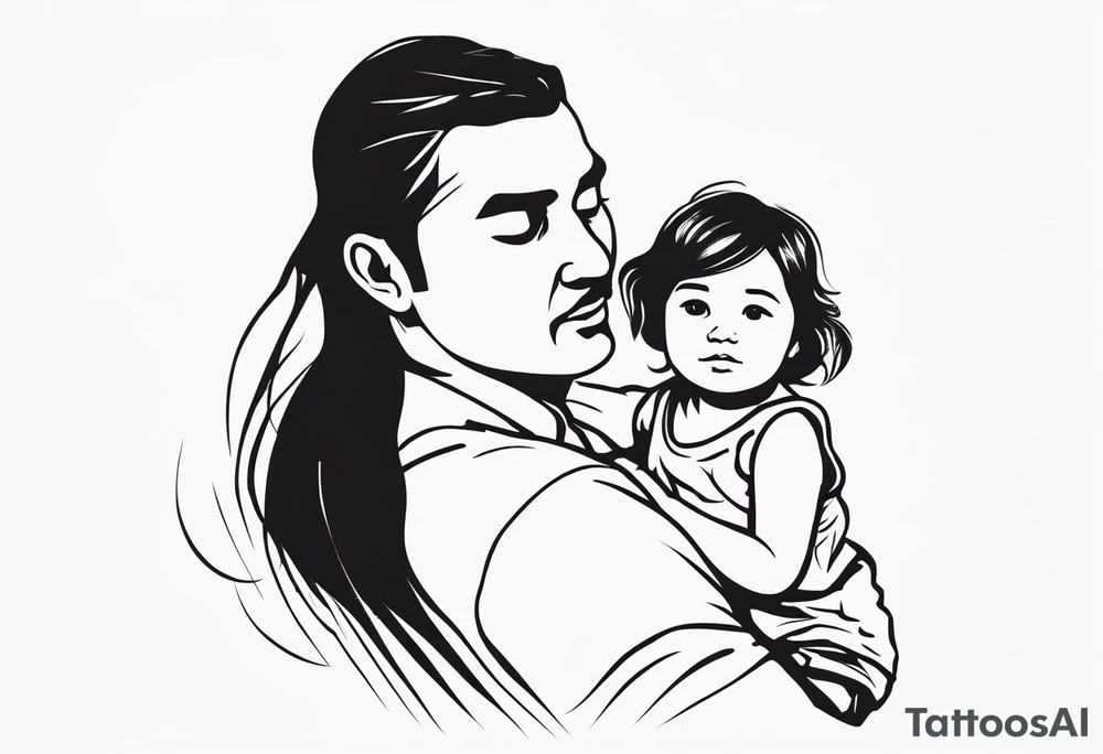 little girl with her dad and the word father tattoo idea