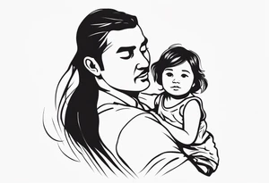 little girl with her dad and the word father tattoo idea