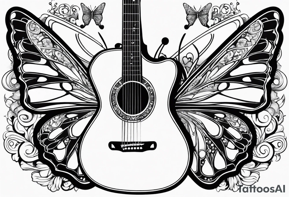 Guitar, butterfly, rainbow, Nintendo tattoo idea