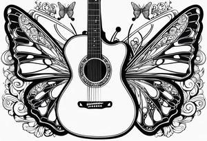 Guitar, butterfly, rainbow, Nintendo tattoo idea