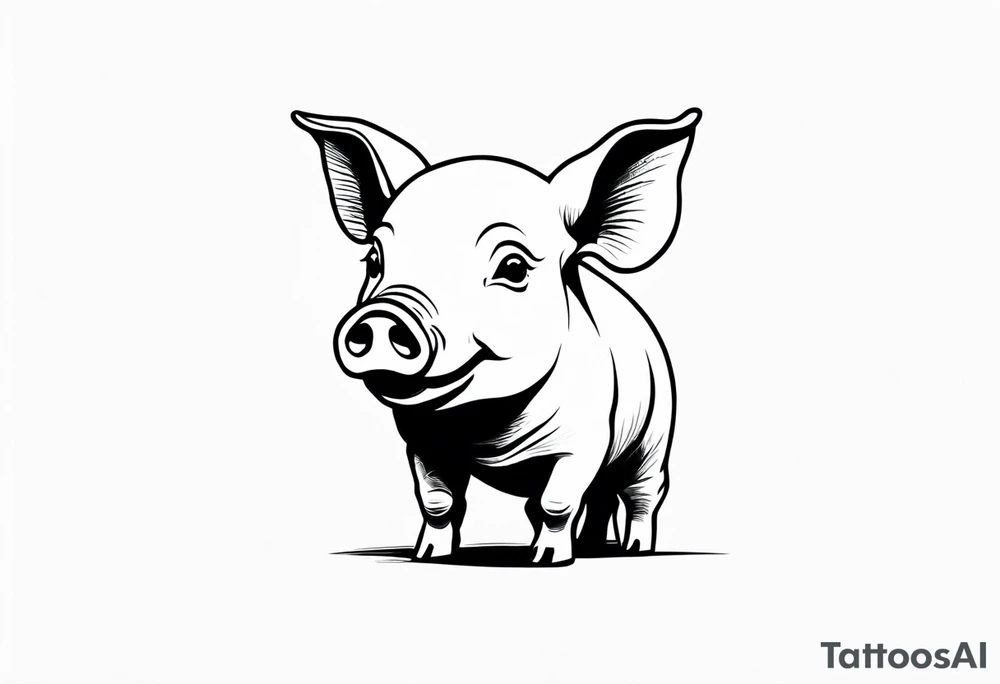 simple drawing of piglet or pig with text: "Friends. Not Food" included.
draw with very thin lines and no shading tattoo idea