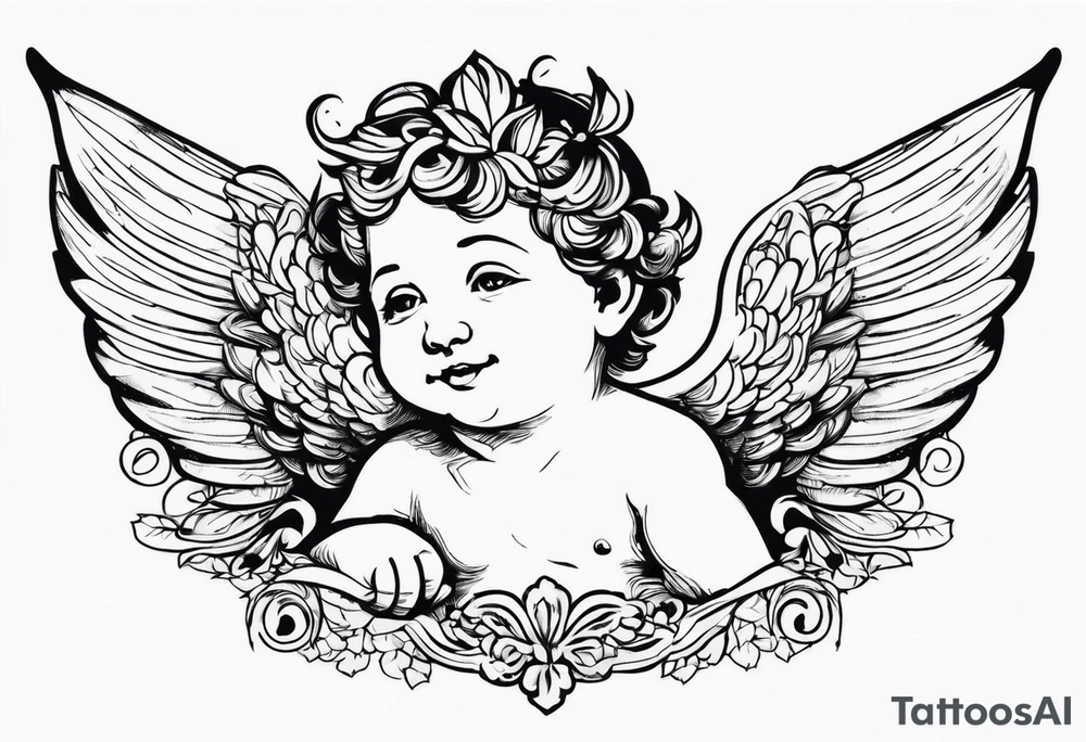 one putti with wings smiling tattoo idea