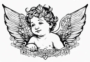 one putti with wings smiling tattoo idea
