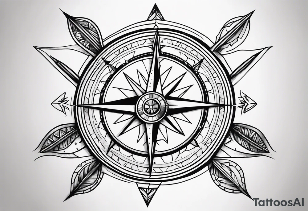 full arrow compass tattoo idea