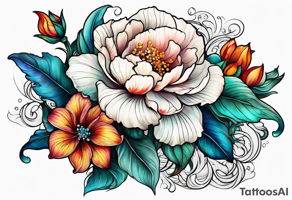sea, flower tattoo idea