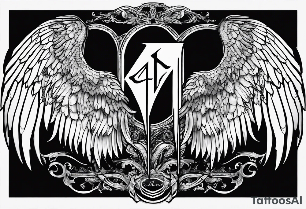 One angel wing and the Name Leah written under in gothic letters. tattoo idea