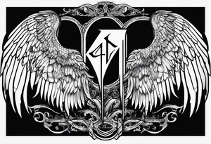 One angel wing and the Name Leah written under in gothic letters. tattoo idea