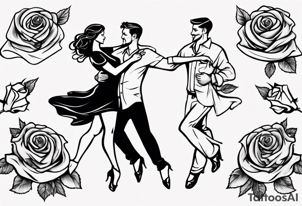 Couple dancing on a rose tattoo idea