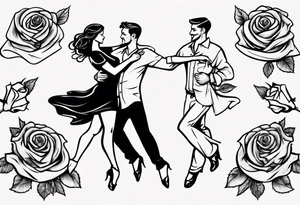 Couple dancing on a rose tattoo idea