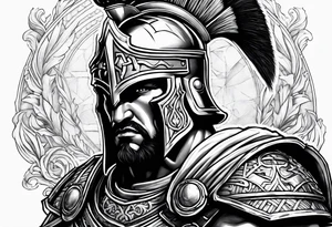 Biblical spartan with cross in armor tattoo idea