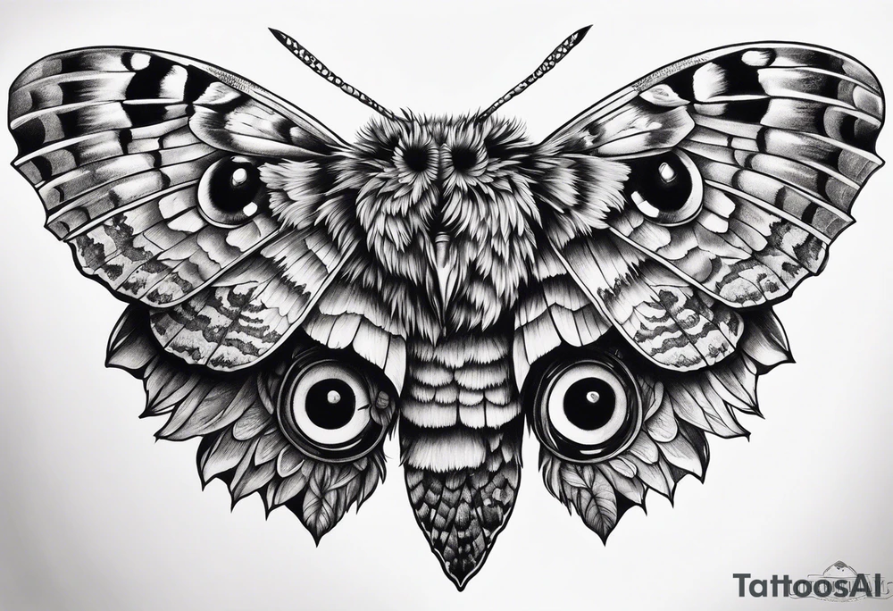 Dead head moth with owl eyes tattoo idea
