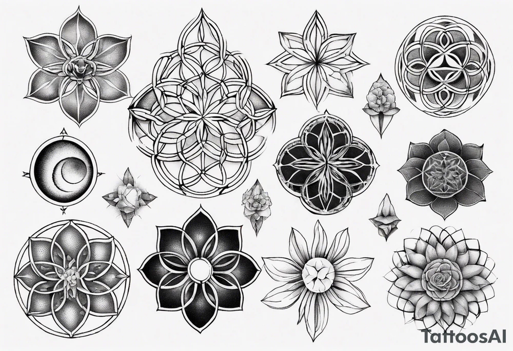 R and Y embedded in flower of life tattoo idea