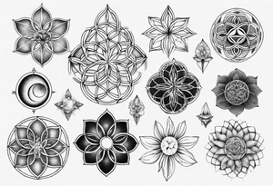 R and Y embedded in flower of life tattoo idea