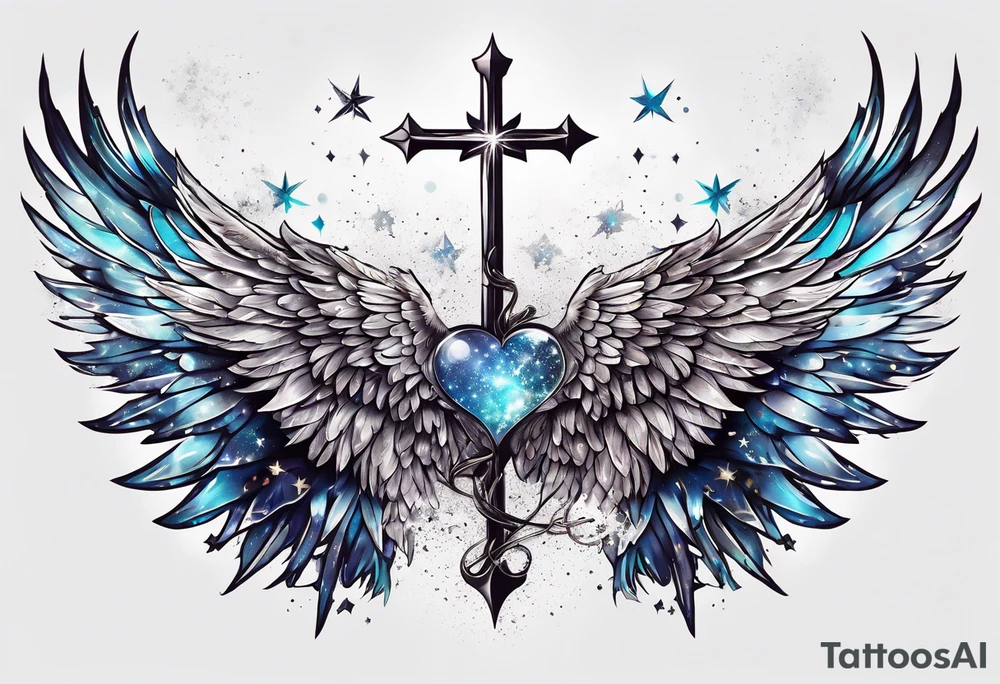 Constellation, Angel wing , animal  snow , cross tattoo idea